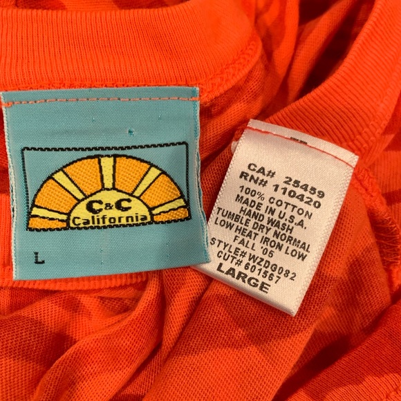 Top, t-shirt - NWOT, Cotton C&C California orange zebra print tee, long sleeves - Picture 5 of 5